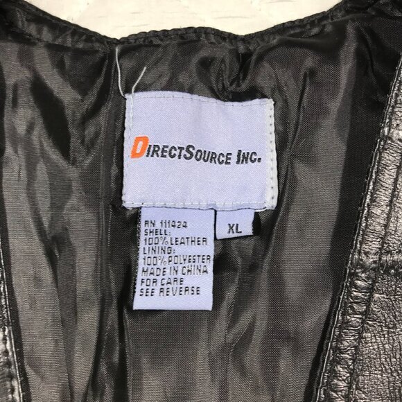 Direct‎ Source Inc. Black Leather Vest XL - Picture 4 of 6